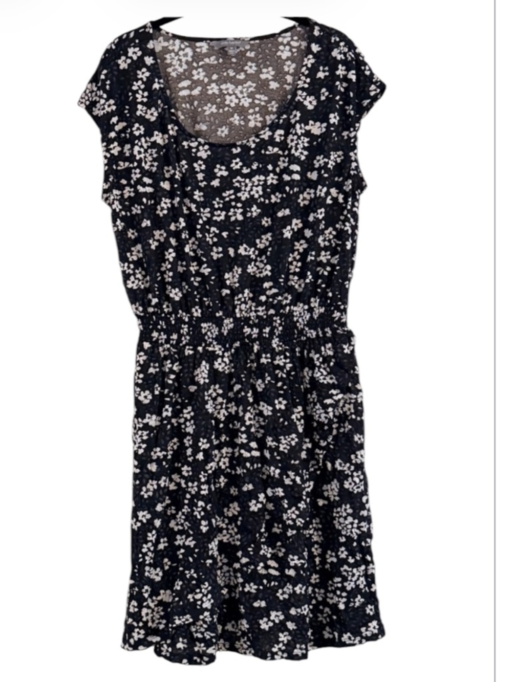 Daisy Fuentes Black & White Patterned Dress Size M